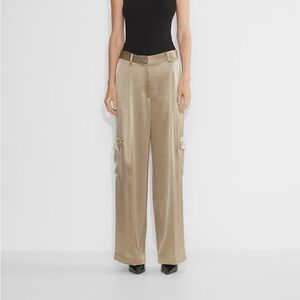 Aritzia Babaton Outgoing Satin Cargo Pant in Taupe Courant